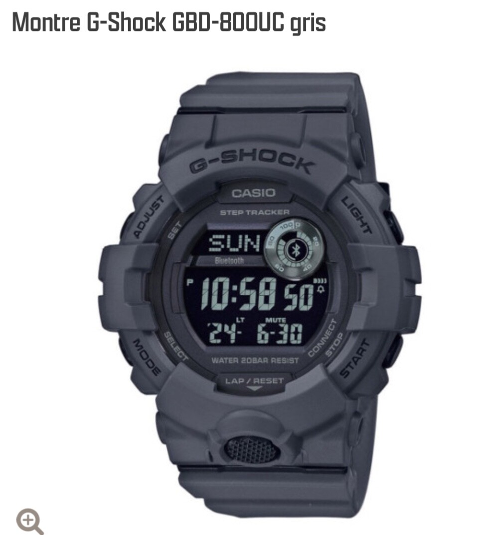 Montre G-SHOCK GBD-800UC chronomètre podomètre militaire gris mat