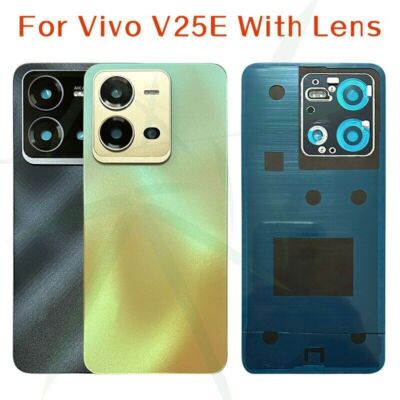 For Vivo V25E V2201 Battery Cover Door Back Housing Rear Glass Cover Camera Lens