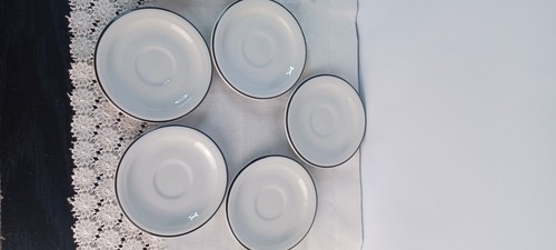 Vtg Cipa Italian Porcellana Espresso Demitasse Cups & Saucers Orange Black White - Picture 11 of 11