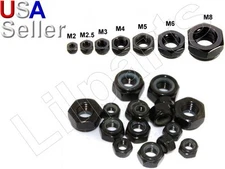 Carbon Steel Black Zinc Hex Locking Lock Nuts Metric M2 M2.5 M3 M4 M5 M6 M8 M10