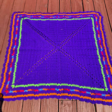 NEW CUTE PURPLE AMETHYST Handmade Afghan CROCHETED BLANKET Throw 4 F 1/4 COZY