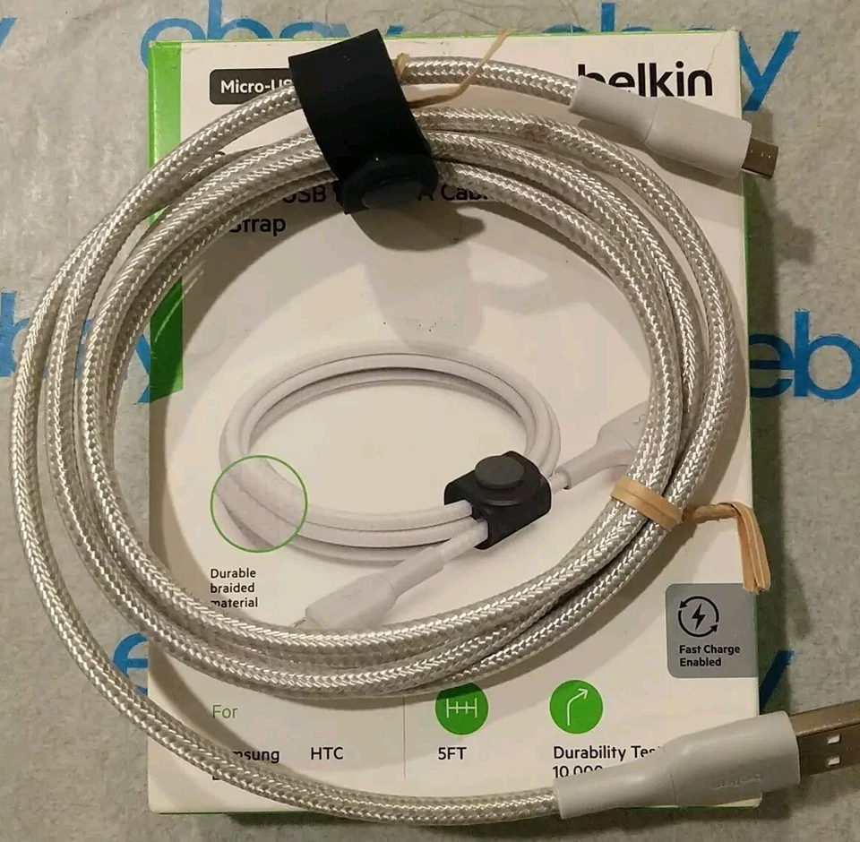 Cable Belkin Boost Carga Micro USB a USB A 5 pies + Correa Nueva Caja Abierta Foto 2 de 3