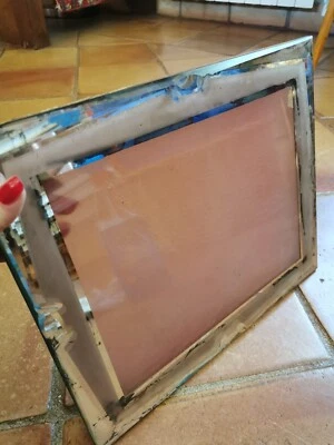 Cadre photo ancien en verre bord miroir - Photo 1/4