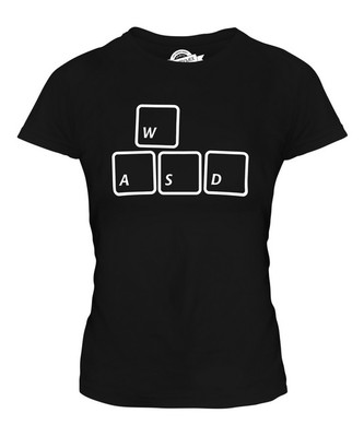 VIDEOSPIELE COMPUTER TASTATUR WASD DAMEN T-SHIRT TEE SHIRT TOP 36 38 40 42 44