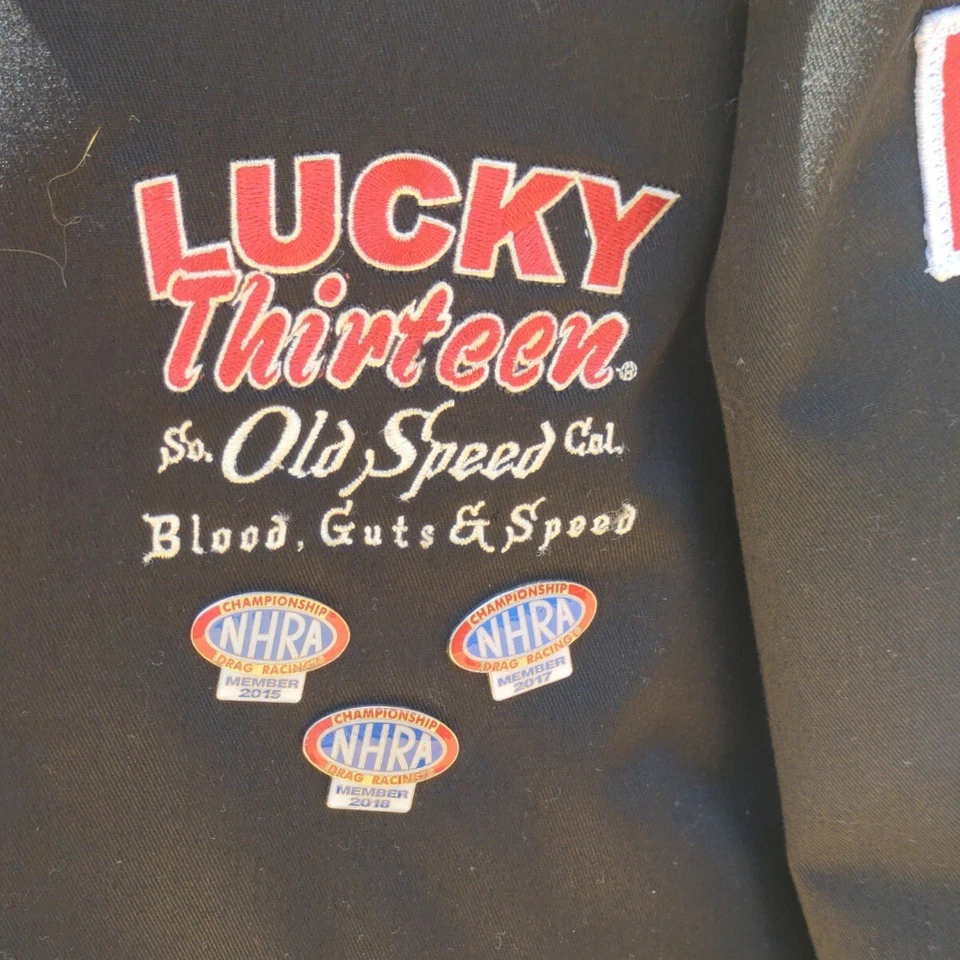 Mens Lucky 13 Mechanic Rockabilly Black Jacket Sz 2XL Kentucky Biker With Patche - Image 2 of 4