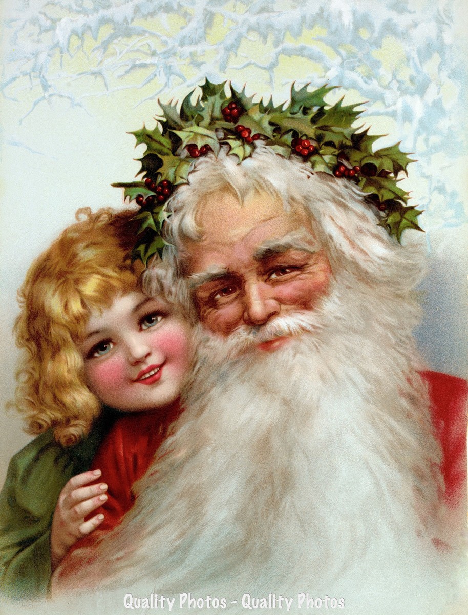 Vintage Santa Claus & Child 8.5x11