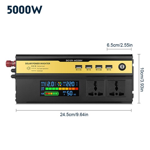 Inverter di potenza per auto 3000/6000W DC 12/24V a AC 220V onda sinusoidale convertitore solare LCD - Foto 24 di 25