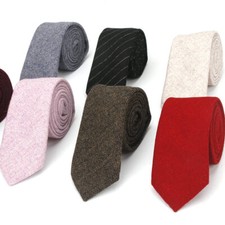 Men Herringbone Wool Blend Tweed Tie Wedding Groom Party Formal Occasion Necktie