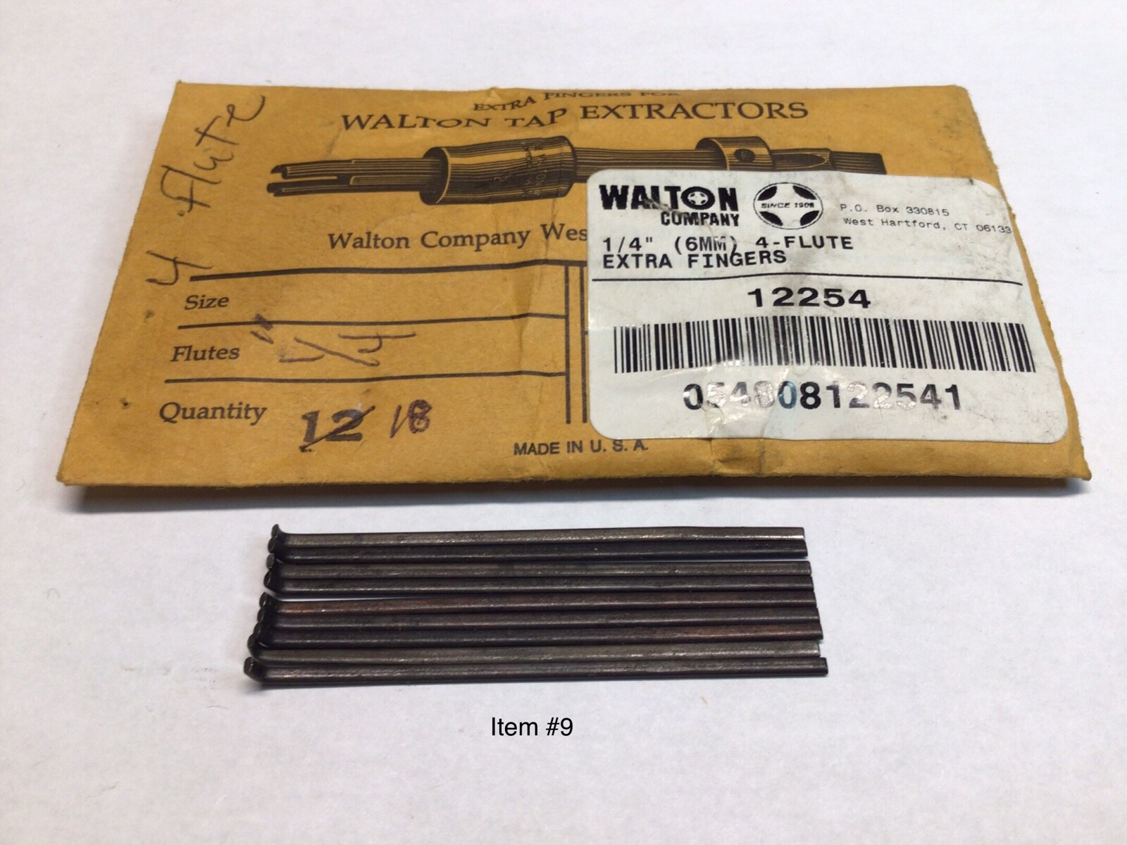 Walton Tap Extractors 6,8,10, 1/4", 5/16"; complete, fingers only