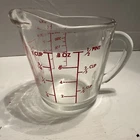 Vintage #496 Anchor Hocking 1 Cup Glass Measuring Cup ~ 8oz ~Oven Basics~ USA