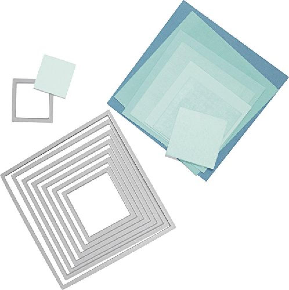 (TG. 0) Sizzix Framelits Fustelle, Piazze, Set 8 Pezzi - NUOVO