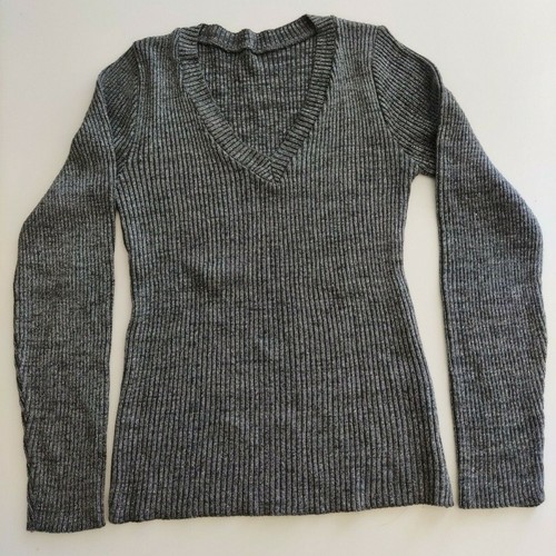 Maglioncino donna, maglione leggero, grigio argento lamè metallizzato, tg L