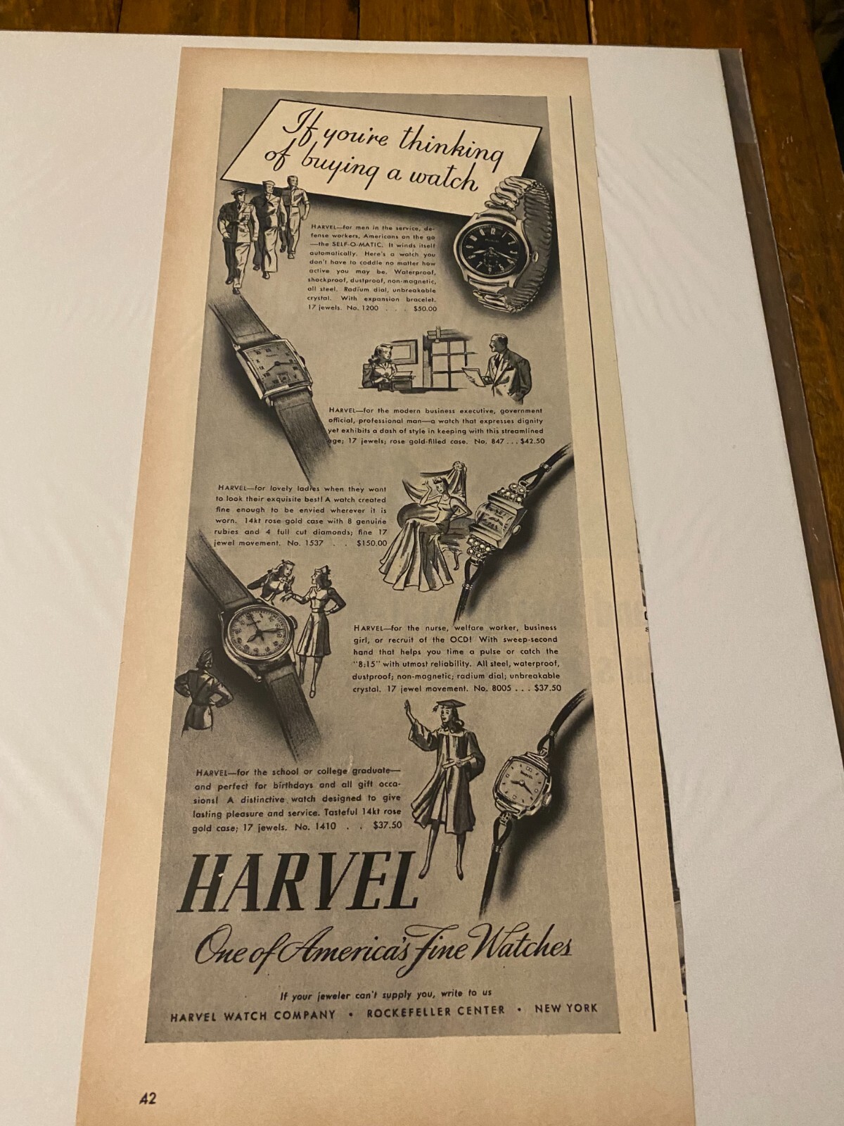 Ювелирные изделия Vintage 1942 Harvel Watches