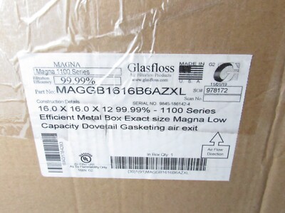 Glasfloss Magna 1100 16''x16''x12'' 99.99% HEPA Air Filter MAGGB1616B6AZXL [CTPA]