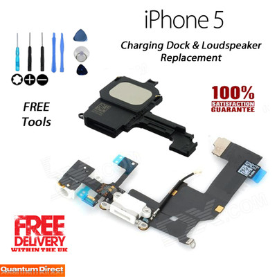iPhone 5 Ersatz Ladestation/Anschluss Einheit + Lautsprecher - WEISS