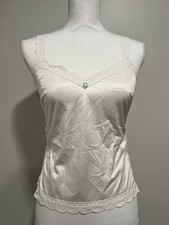 Vintage 1960s Women  s  Olga  White Lace Trim Camisole/Tank Top Size 32