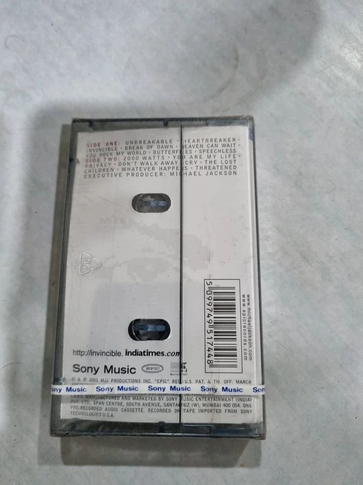 Michael Jackson Invincible INDIA EDITION WHITE CASSETTE SUPER MINT SEALED - Image 3 of 3