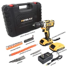 20V Cordless Drill Screwdriver For Home PowerDriver Electric With 2 Battery