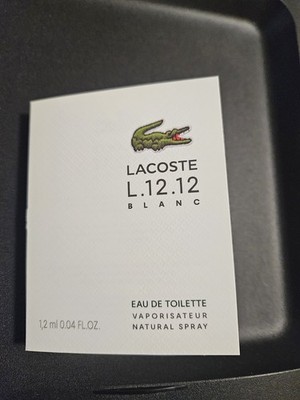Lacoste L.12.12 Blanc Eau de Toilette Sample Spray- .04oz, 1.2ml- New in Card