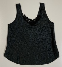 Vintage Lucie Ann II Lace Trim Cami Black Sz S Intimates Made In USA Fairy 90s