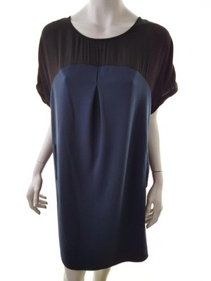 ZIZZI Damen Kleid Gr. S Marineblau Kurzer Ärmel Kristalle Knielang Runder