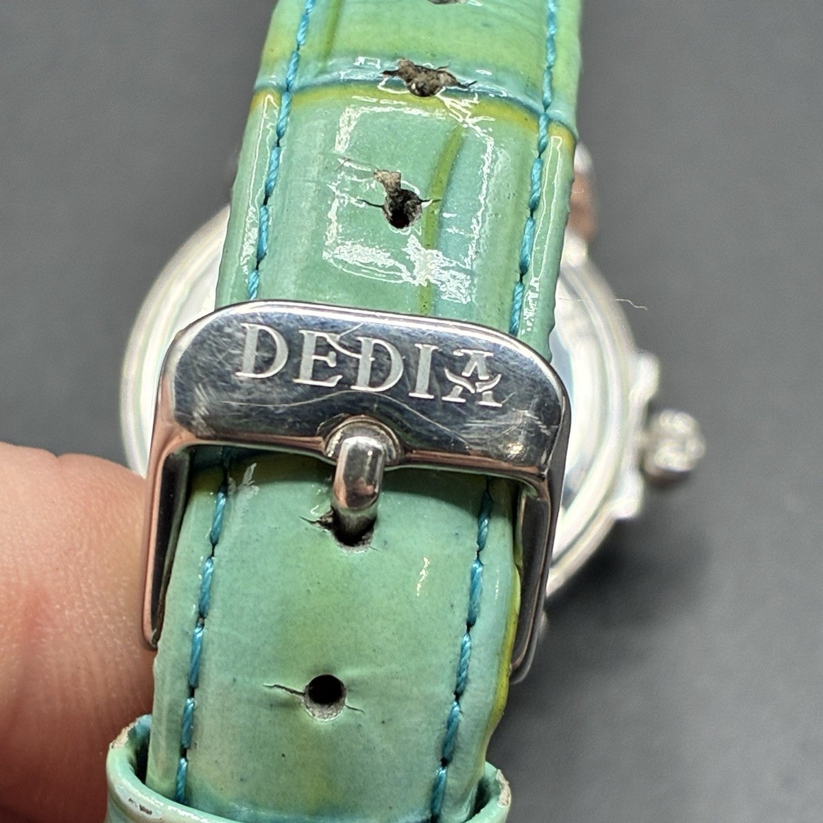 Dedia Lily L 16 Diamond Bezel Womans MOP Dial Swiss Made Blue Leather Band Watch Dedia Lily L 16 Diamond Bezel Womans MOP Dial Swiss Made  main image 3
