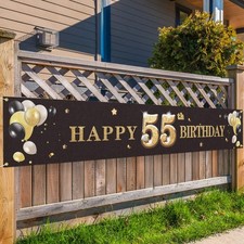 Happy 55th Birthday Backdrop Black Photo Background Banner Cheers to 55 Years...