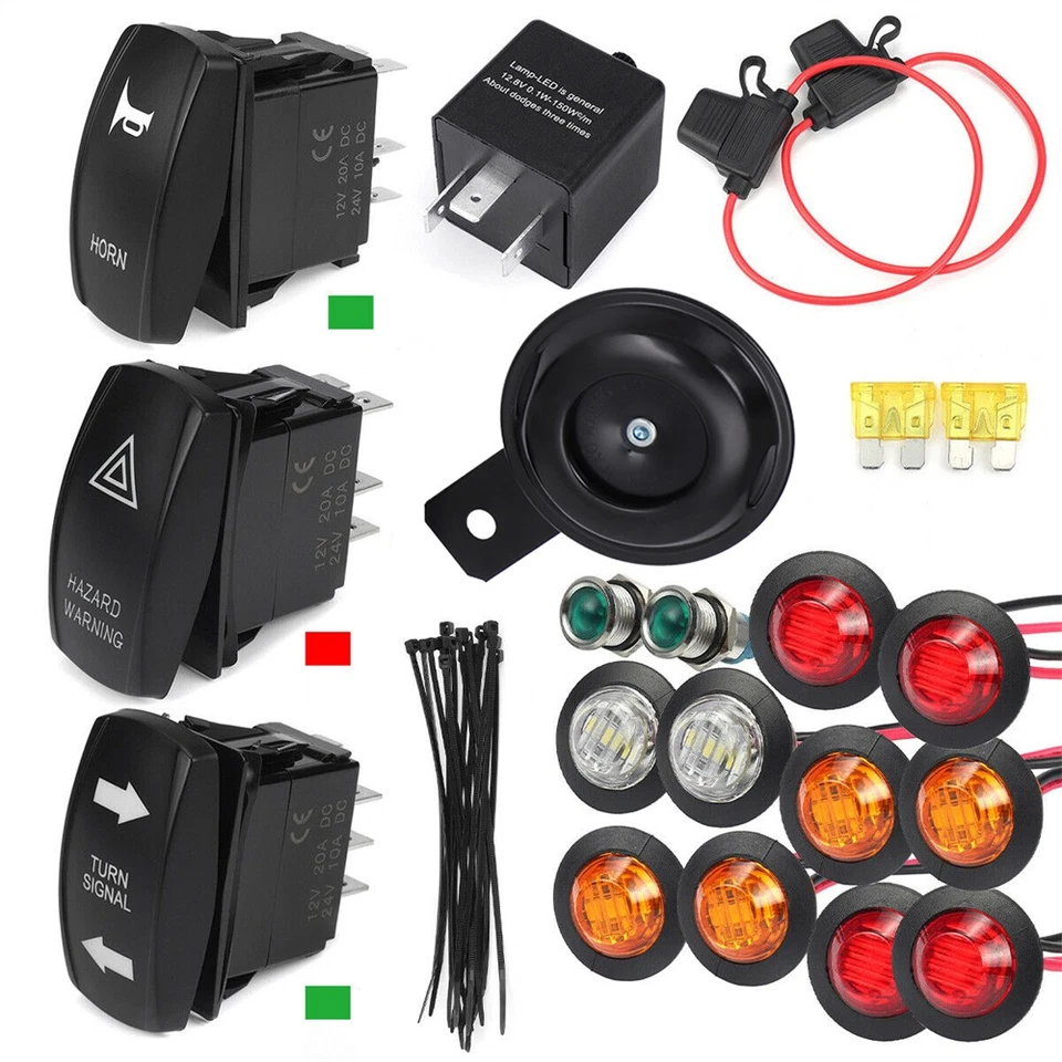 Fit SXS UTV ATV Rocker Switch Turn Signal Kit Street Legal Led Light Horn Hazard Foto 3 de 4
