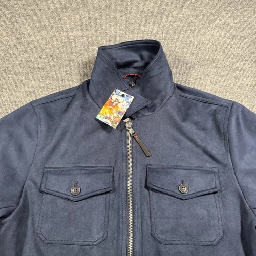 Robert Graham Vegan Suede Large Navy Blue Field Jacket  NWT. $248 image 6