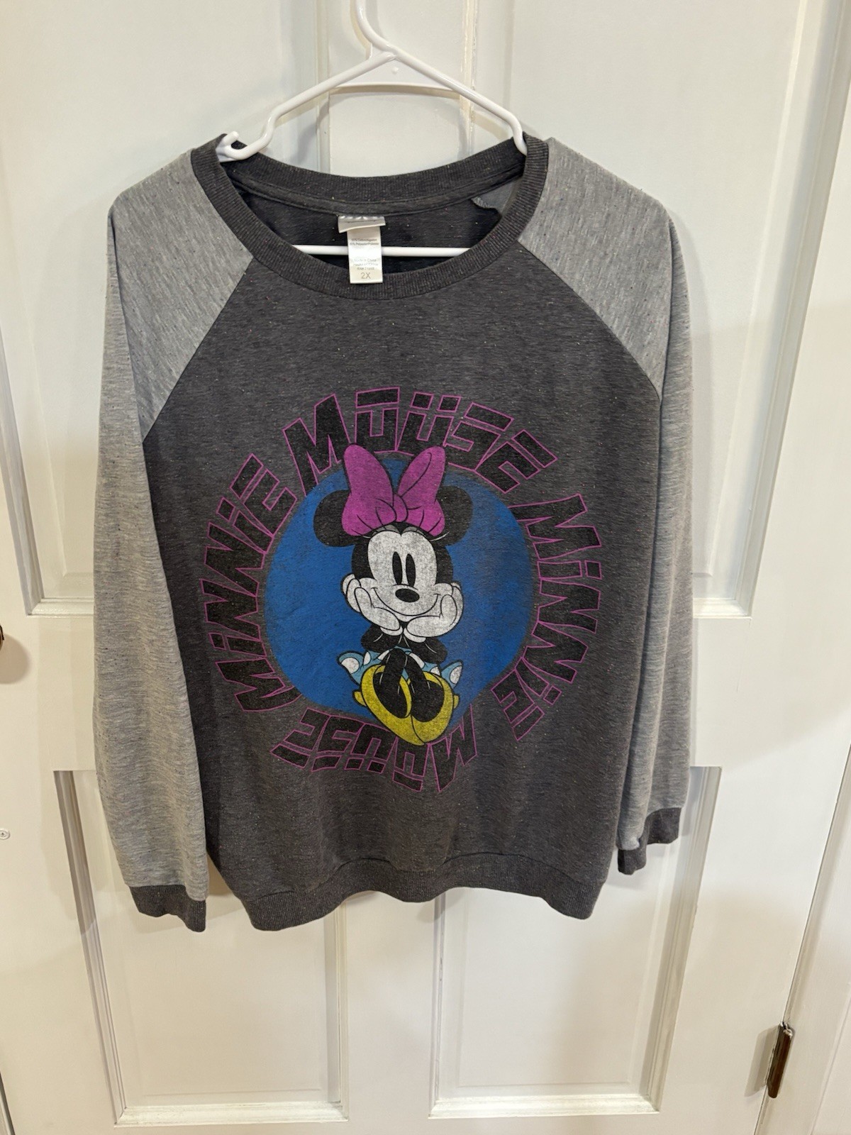 Disney Minnie Mouse Raglan Graphic Long Sleeve Shirt 2X Women’s