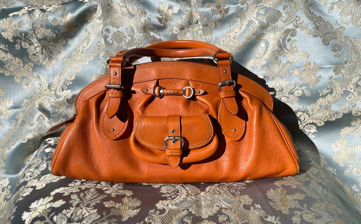 バッグ Christian Dior Vintage Bag CHRISTIAN DIOR Vintage 2007 Leather Handbag Orange/Brown Very Good