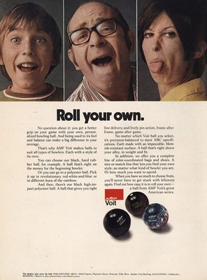 1973 AMF Voit Bowling Ball: Roll Your Own Vintage Print Ad