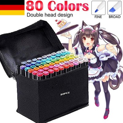 80 Farben Marker Pen, Permanent Marker Set Kunstler Sketch Marker Dual Tip Set