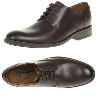 Clarks Truxton Plain WEATHERPROOF Brown Leather Shoe Men WIDE-FIT UK-10 H 44,5 W