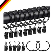 Gardinenringe mit Clips - 20 Stück Metall schwarz 38mm Innendurchmesser