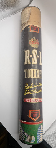 R S L TOURNEY Badminton Shuttlecocks Tube Feather White Green 10pc Vintage READ