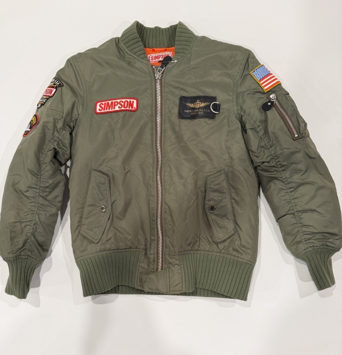 Simpson MA-1 Bomber Jacket Olive Green Patch Flight Jacket Women