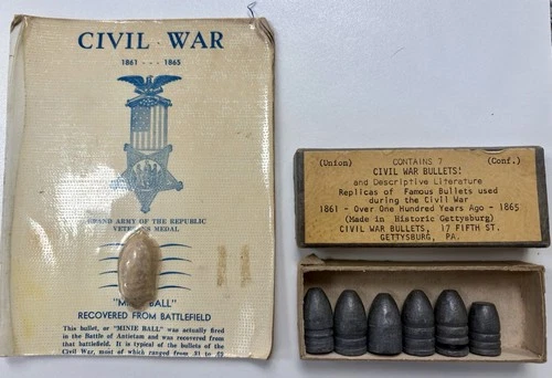 Civil War Minie Ball Recovered from Antietam Battlefield with Replica Bullets