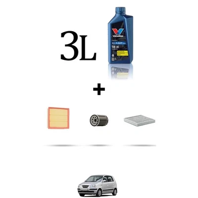 HOFFCAR Set Entretien 3 Filtres Et 3L Huile pour Hyundai Atos 1.1 45kw Du 2003 - Photo 1/4