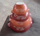 Vintage Pyrex Mixing Bowl Set Autumn Harvest Wheat Cinderella 441 442 443 444