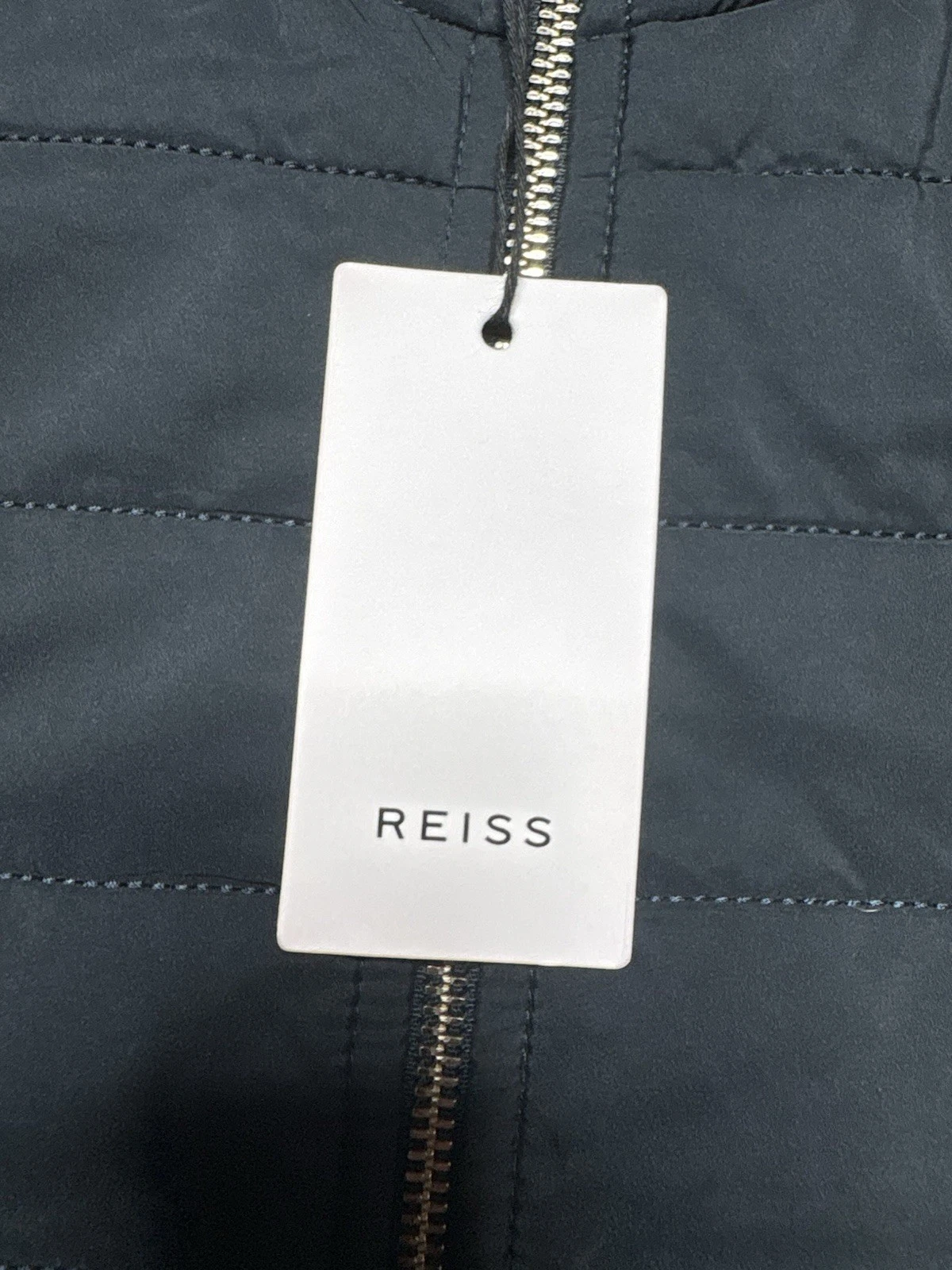 Reiss Hybrid Quilted Zip Through Jacket Coat Navy Felix Freddie Mens Size XS - product detail image 3