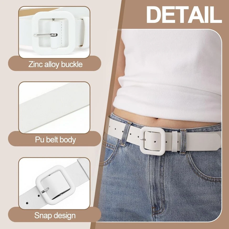 Ceinture Femme Cuir Élégante Large Boucle pour Tenues Décontractées et Formelles - Photo 3/4