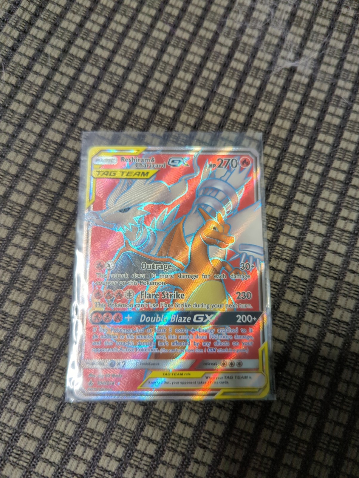Reshiram and Charizard GX Tag Team Full Art 194/214 Unbroken Bonds MP Condition