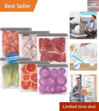 BPA Free Reusable 1 Gallon Freezer Bags – Leak Proof & Dishwasher Safe, Set of 6