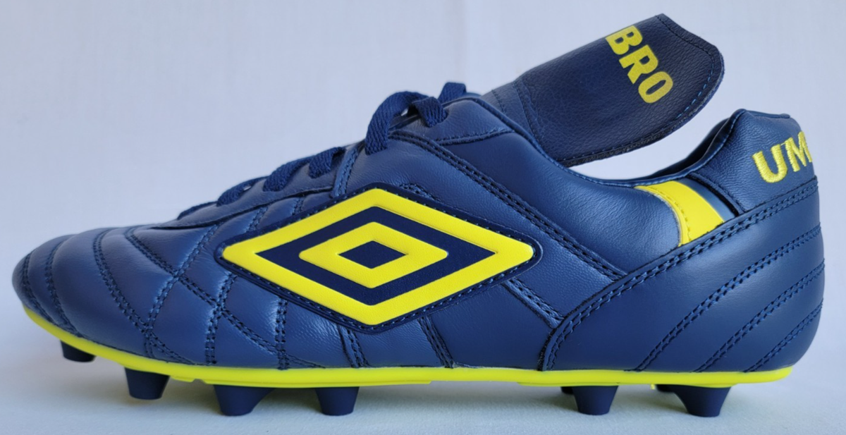 Mens Size 12 Navy Blue/Yellow Umbro Speciali Pro 24 FG Leather