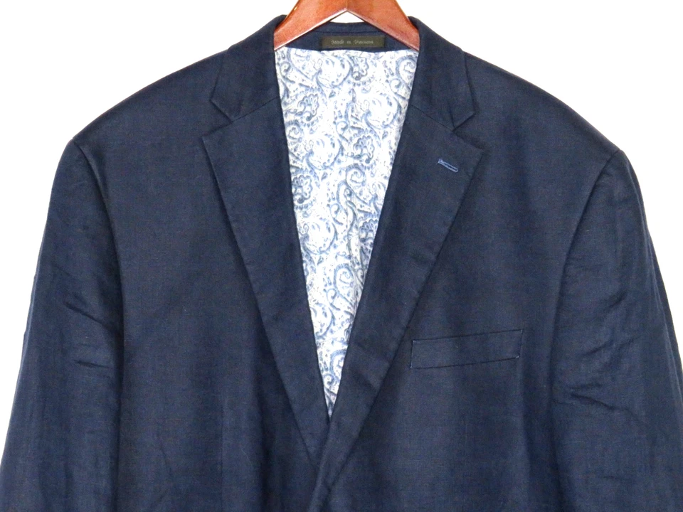 Blazer chaqueta deportiva LAUREN Ralph Lauren 100 % lino 2 botones azul marino para hombre 48L Foto 2 de 4