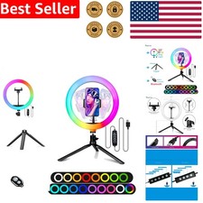 10 Inch RGB Ring Light Kit with Desktop Tripod Stand for TikTok Makeup