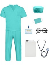 Doctor Costume for Kids - Doctor Scrubs Set and Role Play Kit, 4-5T/120 Green