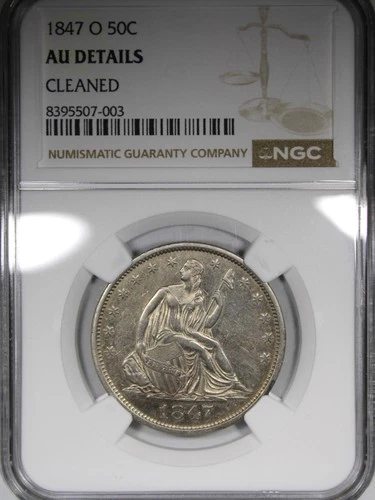 1847-O Seated Liberty Half Dollar NGC AU Details Cleaned Coin