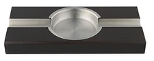 Quality Importers Cigar Ashtray Dark Wood with Stainless Steel Accents - 1752